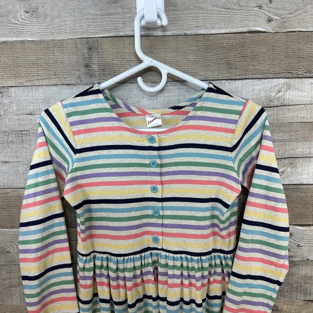 Hanna Andersson Girls Striped Long Sleeve Dress Size‎ 140 cm Multicolor Cotton